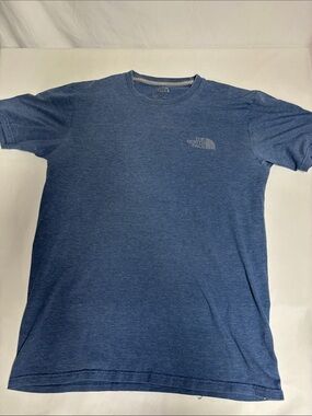 The North Face Men’s Blue T Shirt Never Stop Exploring Back Logo Worn Distressed